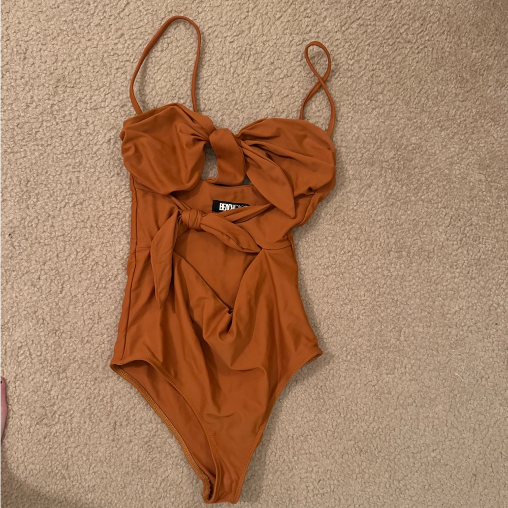 Beach Riot Rust Brown One-Piece Swimsuit with Twist Front